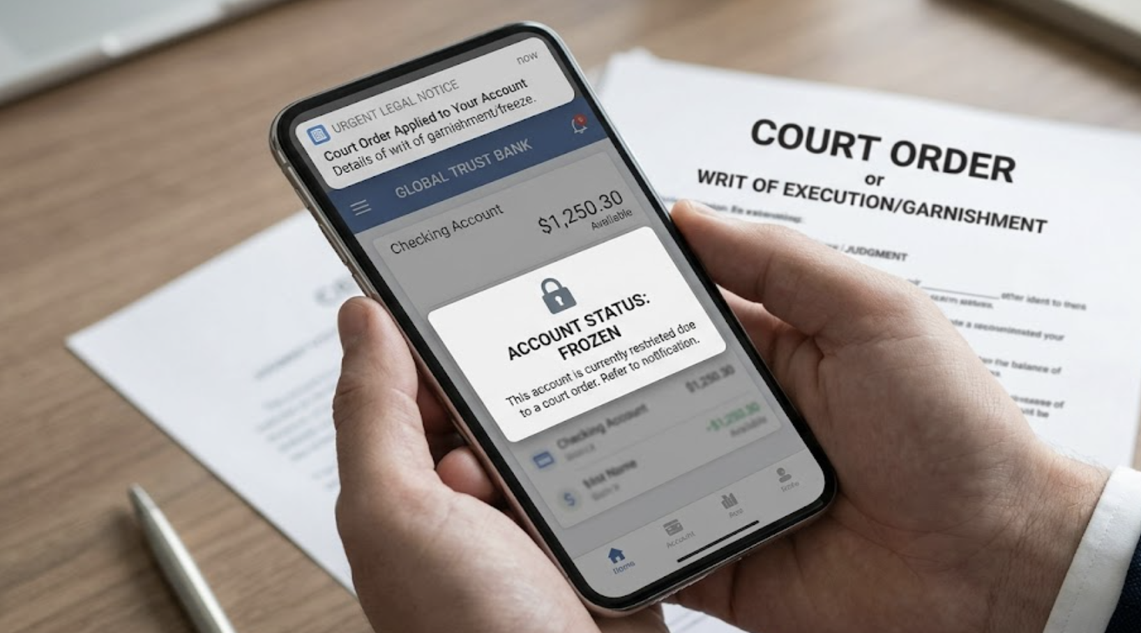 can creditors freeze your bank account