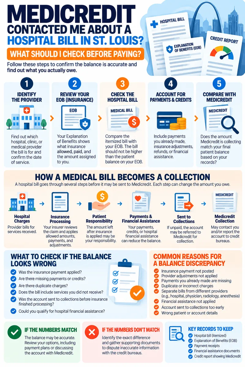 Medicredit hospital bill verification checklist before paying