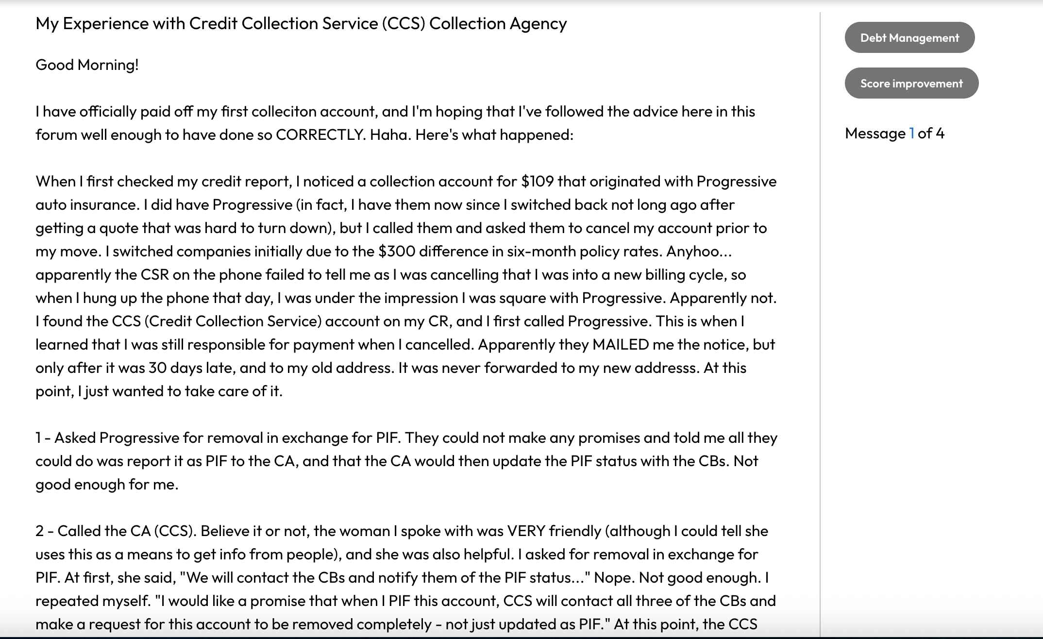 CCS Debt Collector Customer Reviews