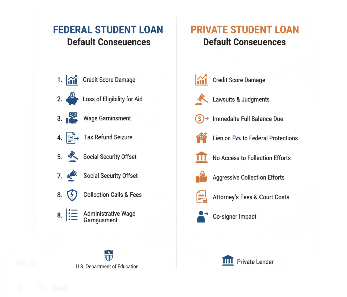 Federal Student Loan Default vs Private Loan