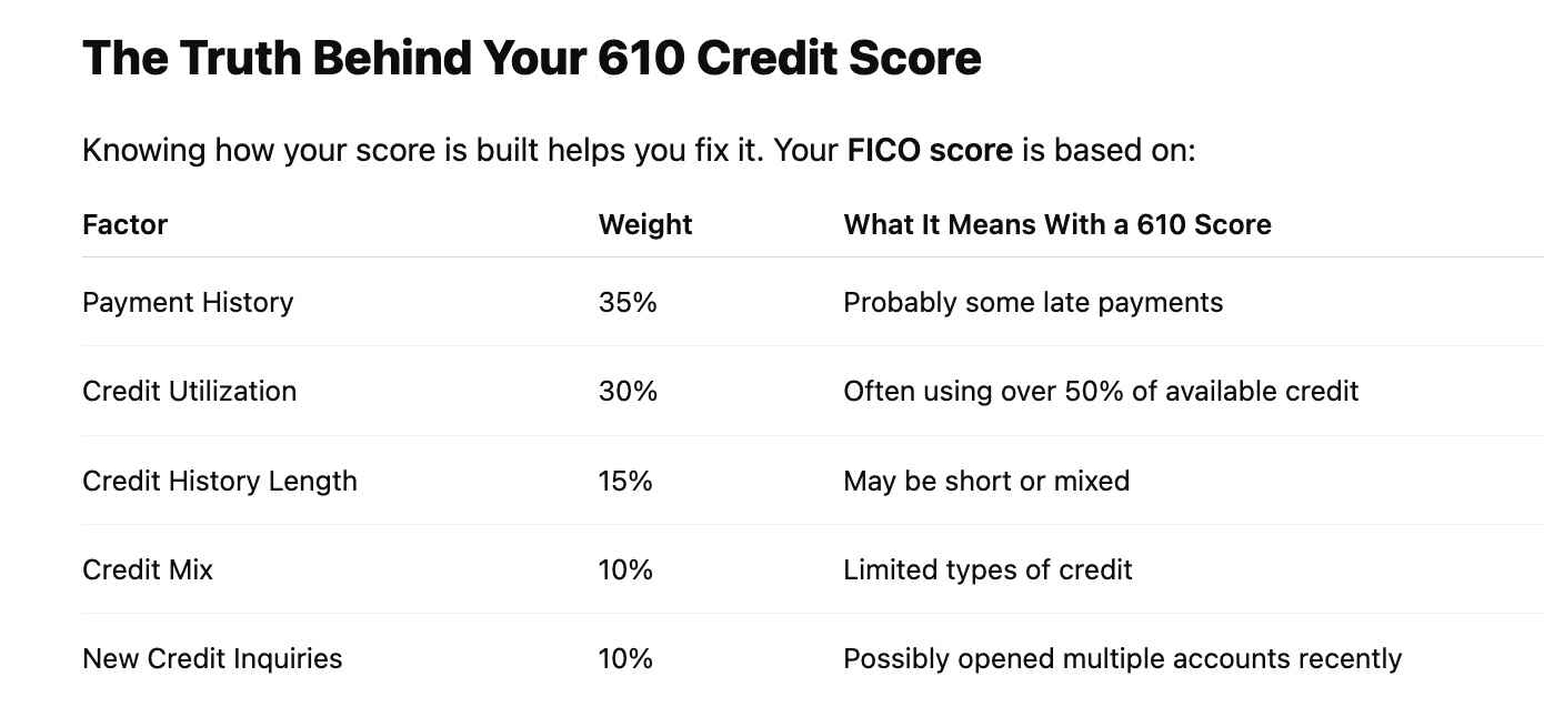 The Truth Behind Your 610 Credit Score