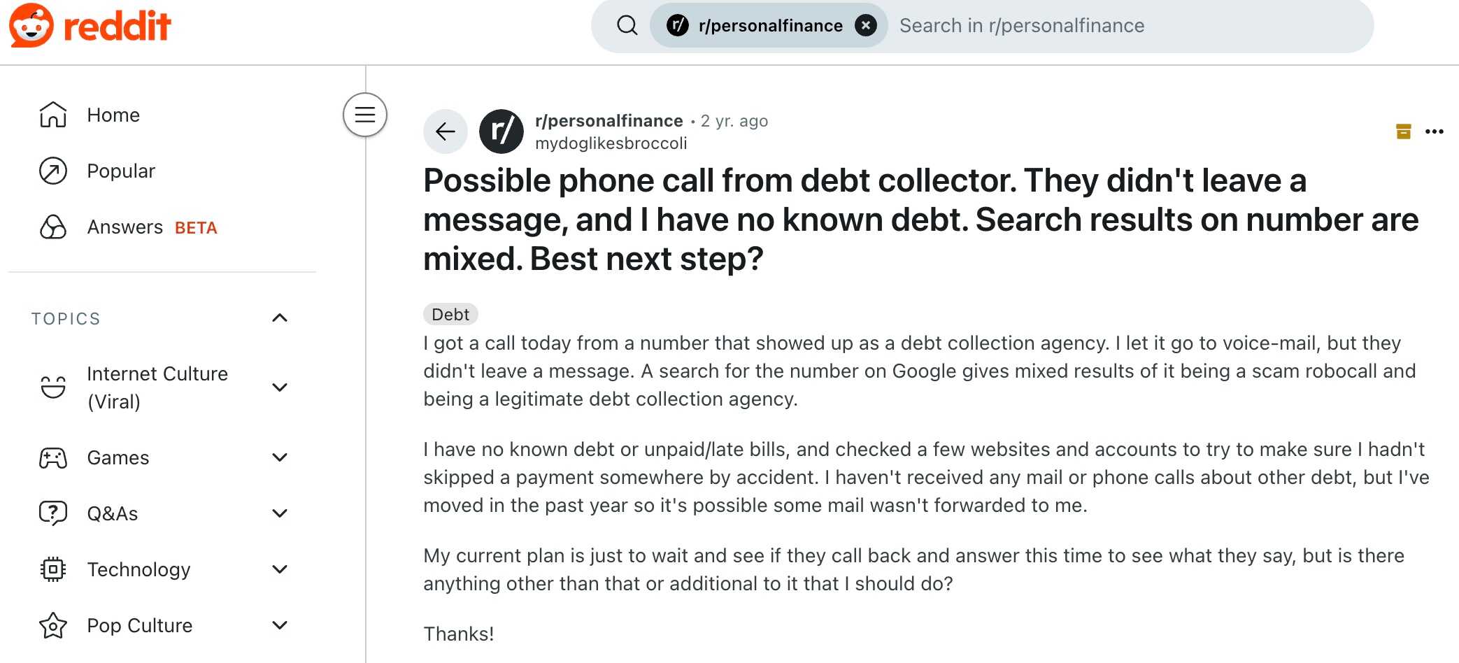 reddit forum about collections