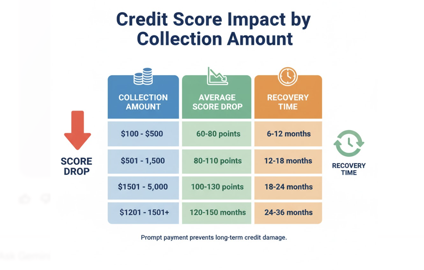 credit score impact by collection amount