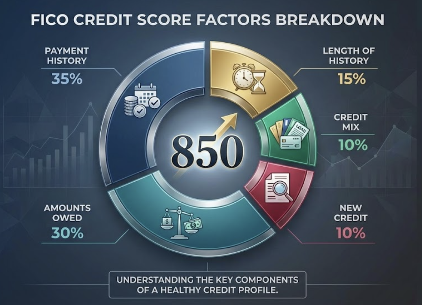 FICO score factors breakdown