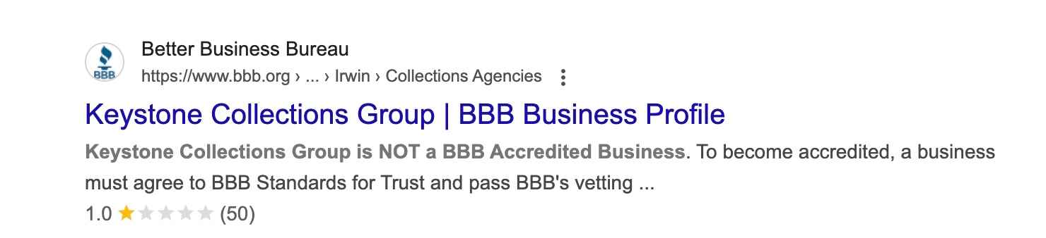 keystone collections group BBB