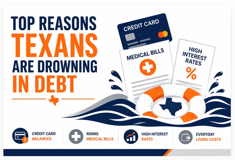 what are the reason Texans Drowning in Debt