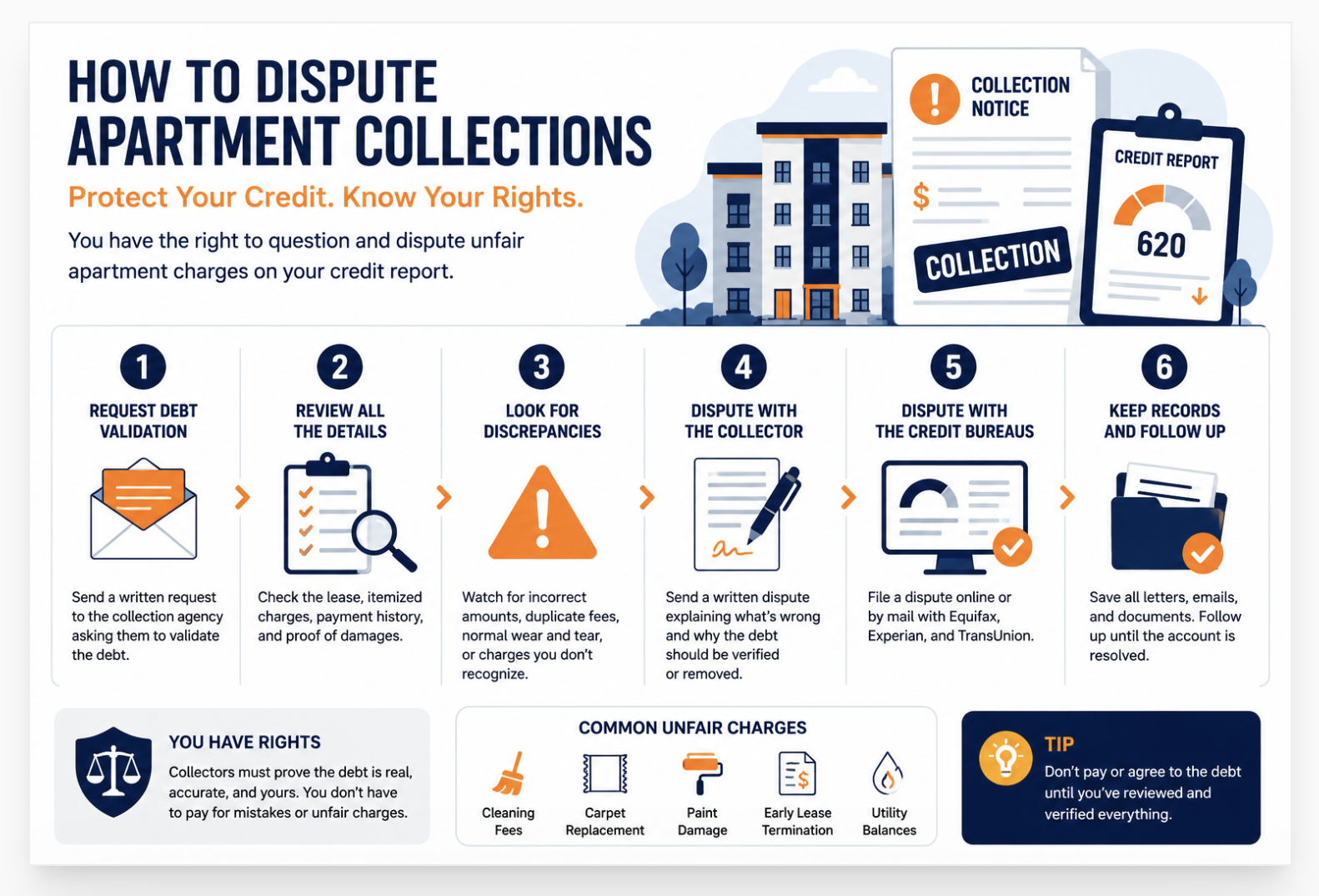 how to dispute apartment collections