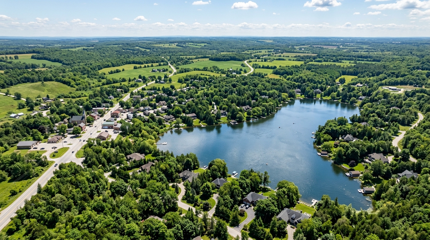 Palgrave Ontario aerial view Gibson Lake — Kevin Flaherty Team Video Narrated VR Animated Online Showings