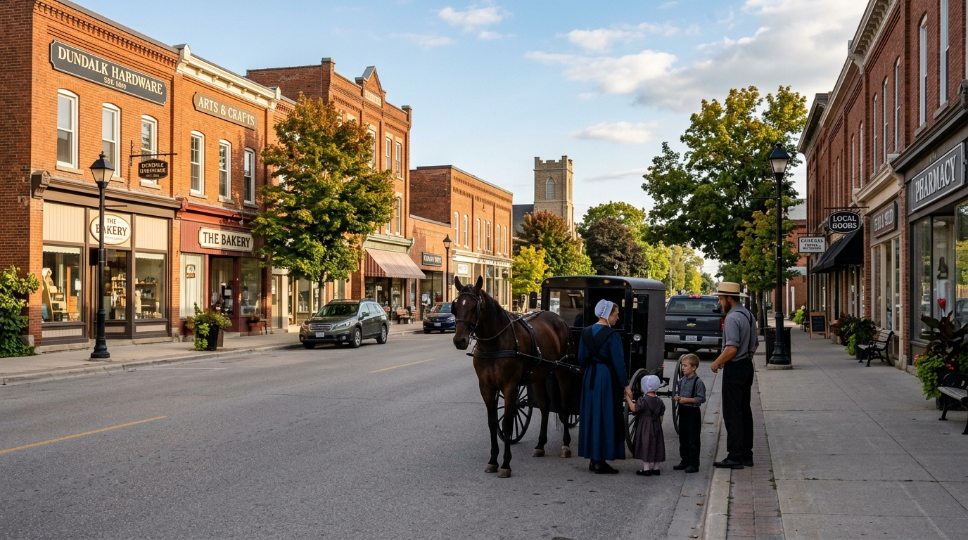Dundalk Ontario downtown Main Street Mennonite family — Kevin Flaherty Team Video Narrated VR Animated Online Showings