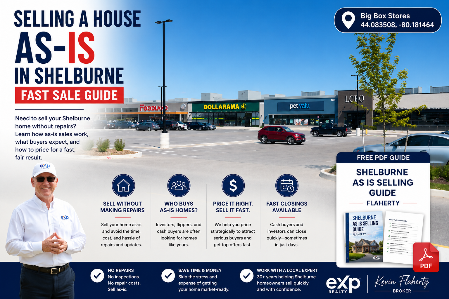 Shelburne Ontario real estate — selling a house as-is in Shelburne, photographed at 44.083508°N 80.181464°W