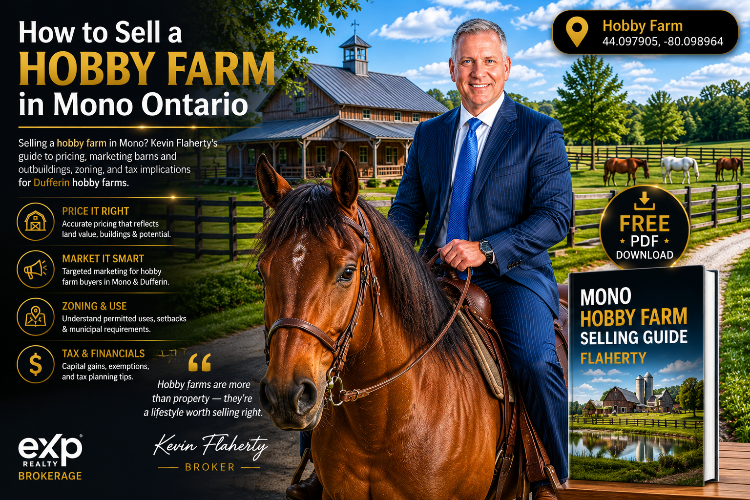 Mono real estate — selling a hobby farm in Mono, photographed at 44.097905°N -80.098964°W
