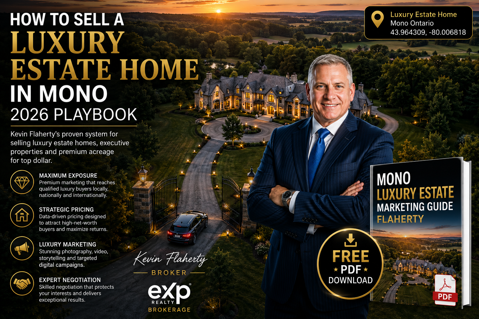 Mono real estate — how to sell a luxury estate home in Mono, photographed at 43.964309°N 80.006818°W