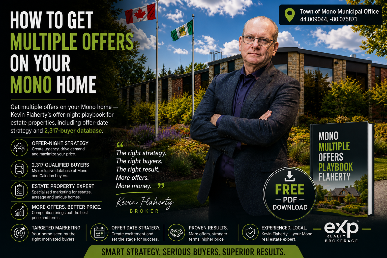 Mono real estate — how to get multiple offers on your Mono home, photographed at 44.009044°N -80.075871°W near the Town of Mono Municipal Office