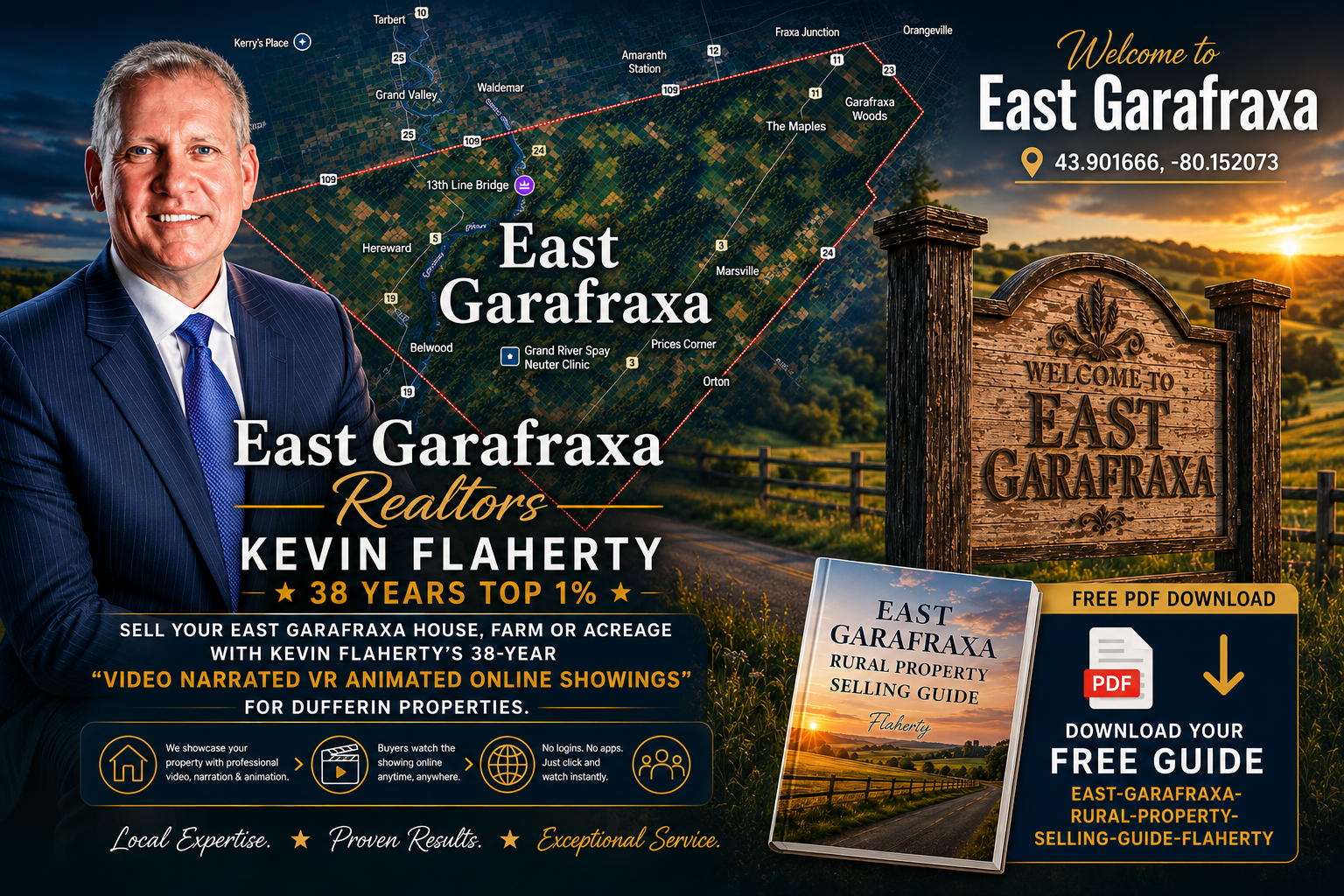 East Garafraxa rural property selling guide with Kevin Flaherty, the 13th Line Bridge corridor, and PDF download information