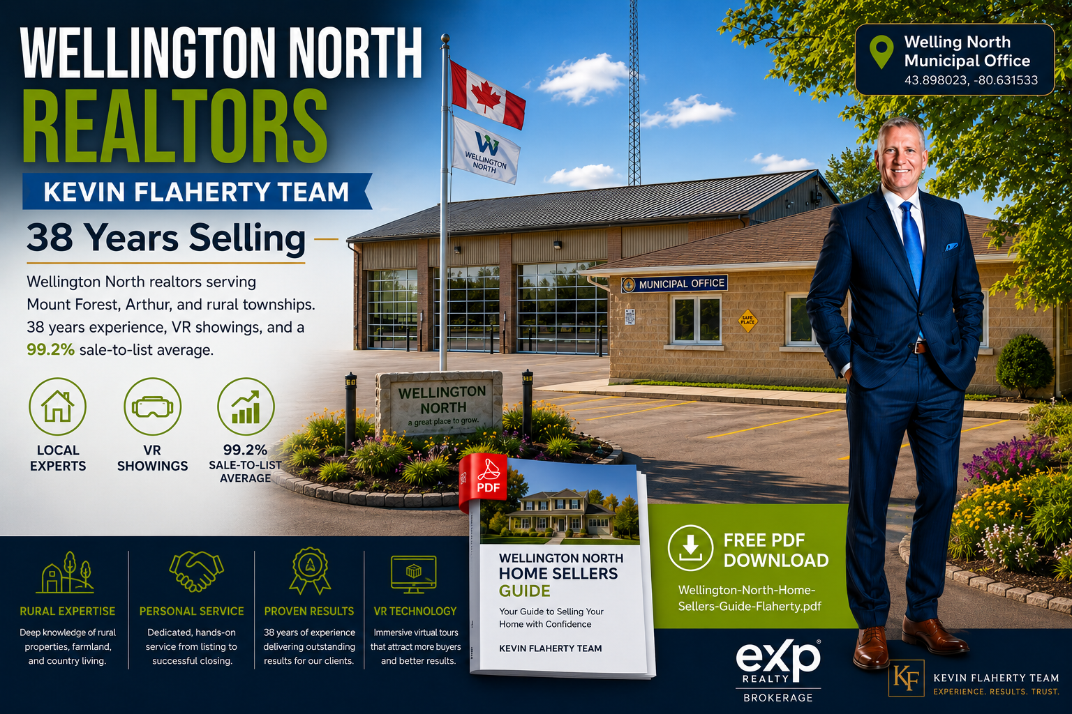 Kevin Flaherty standing at Wellington North Municipal Offices Arthur Ontario 43.898023 -80.631533 Wellington North Township