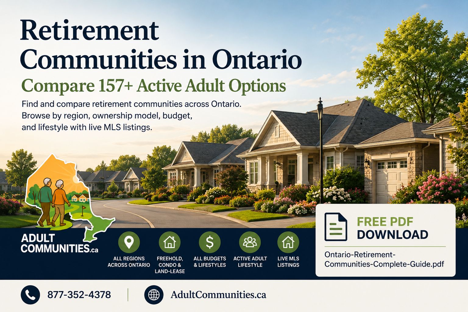 Bungalows in an adult lifestyle community at 43.942645, -80.108946