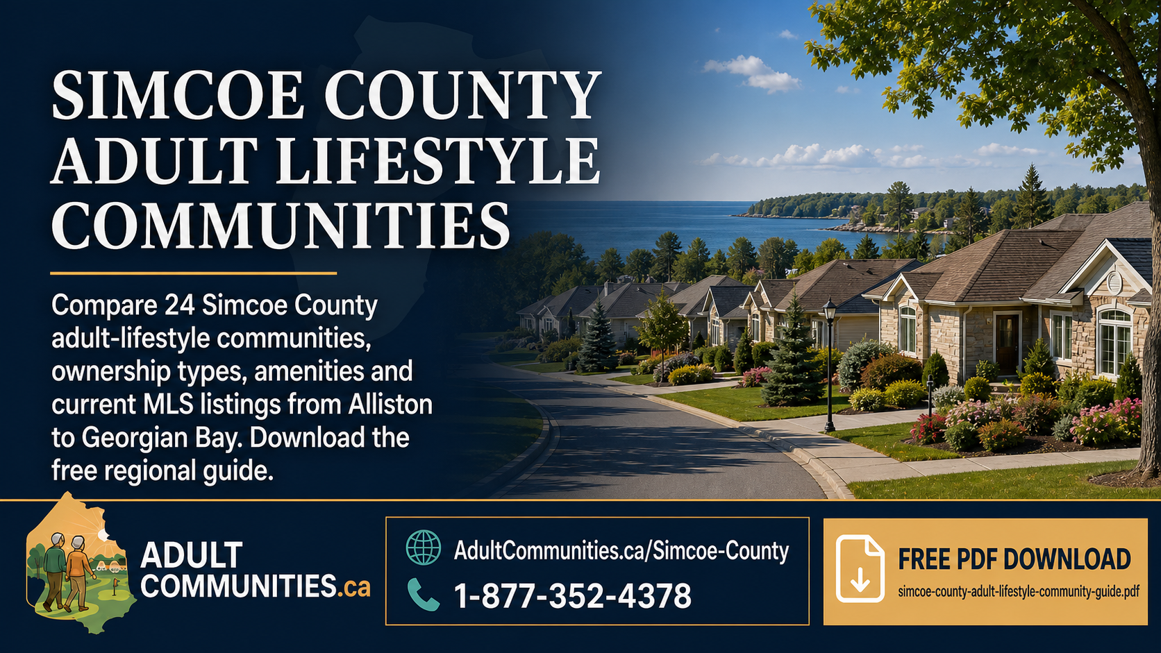Simcoe County adult lifestyle communities with bungalow homes near the waterfront