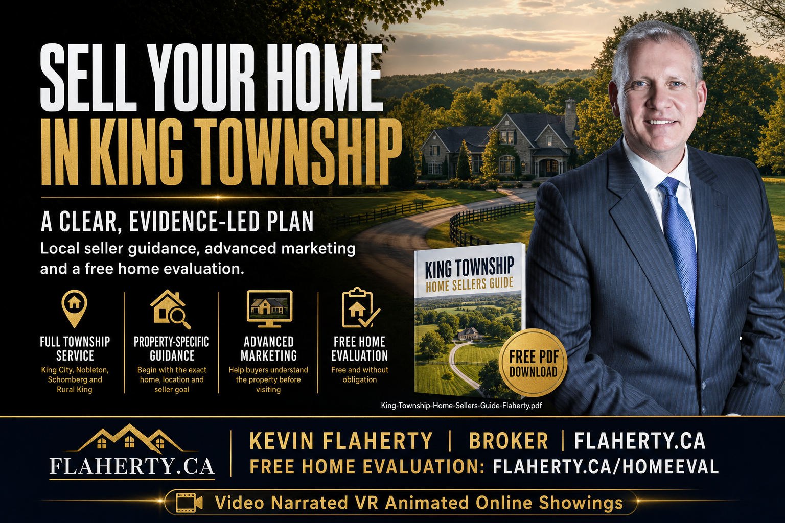 King Township Home Sellers Guide cover by Kevin Flaherty, countryside at coordinates 43.933539, -79.711206