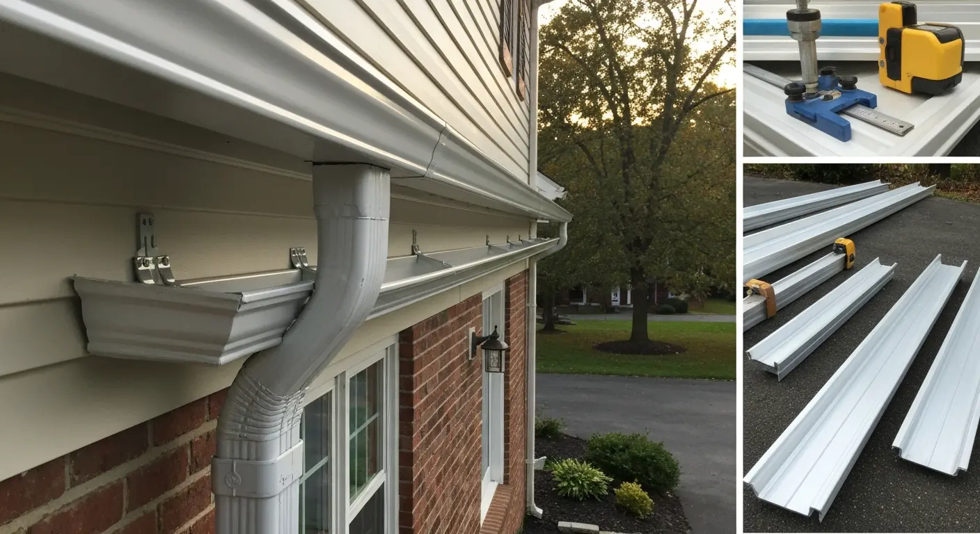 Seamless gutter system on home exterior