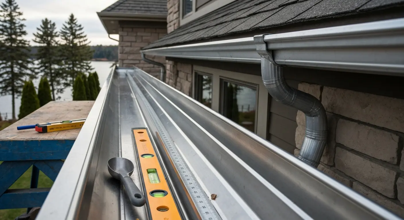 Gutter inspection near the lake