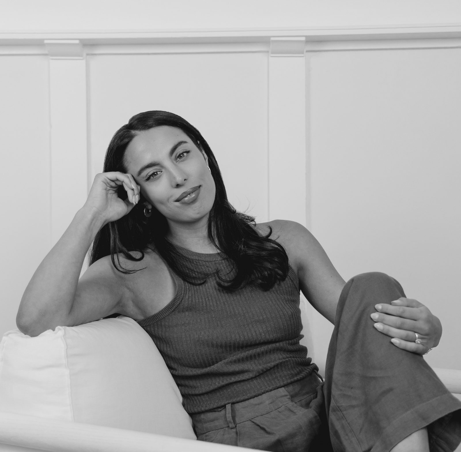 Black and white portrait of Erika