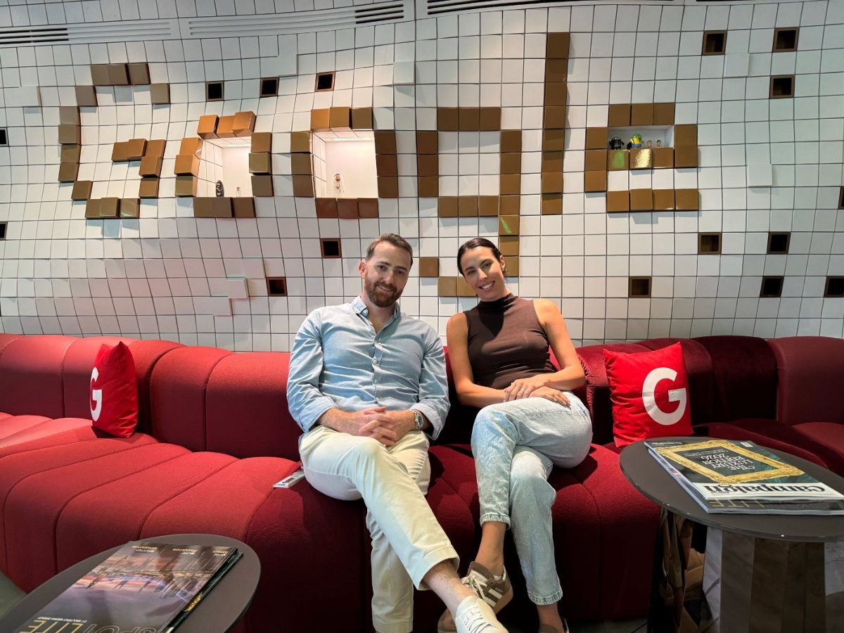 Erika with a guest at Google's office