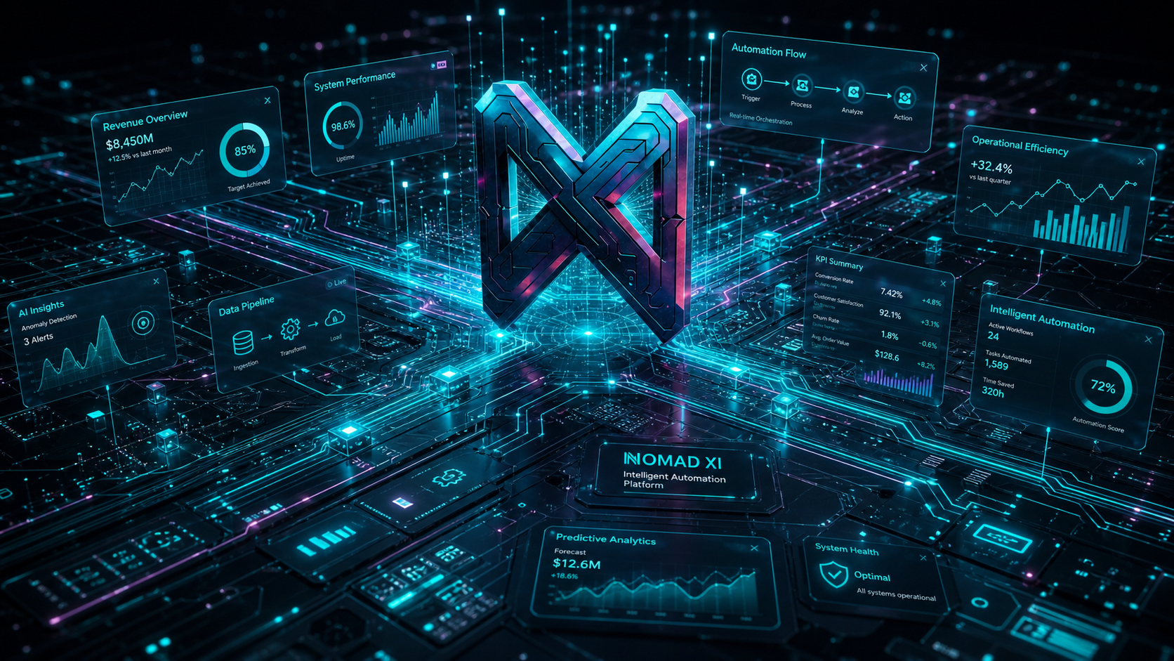 NomadXI Automation Workflow Dashboard showing lead tracking and analytics