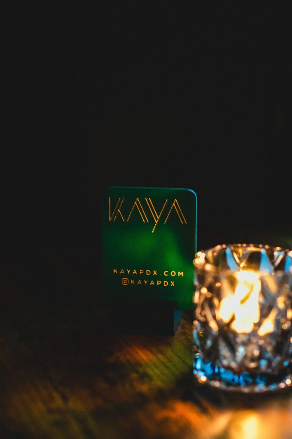 The KAYA card by candlelight