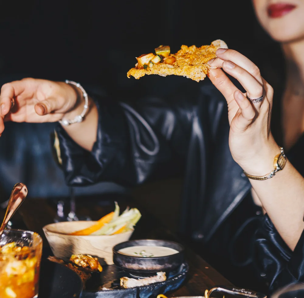 Reaching in at brunch