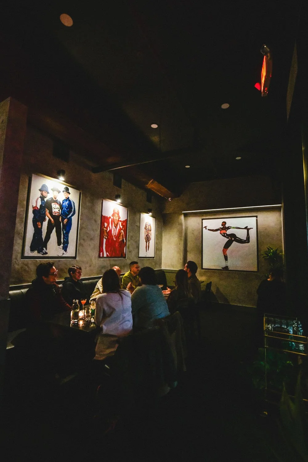 The art wall over a full dining room