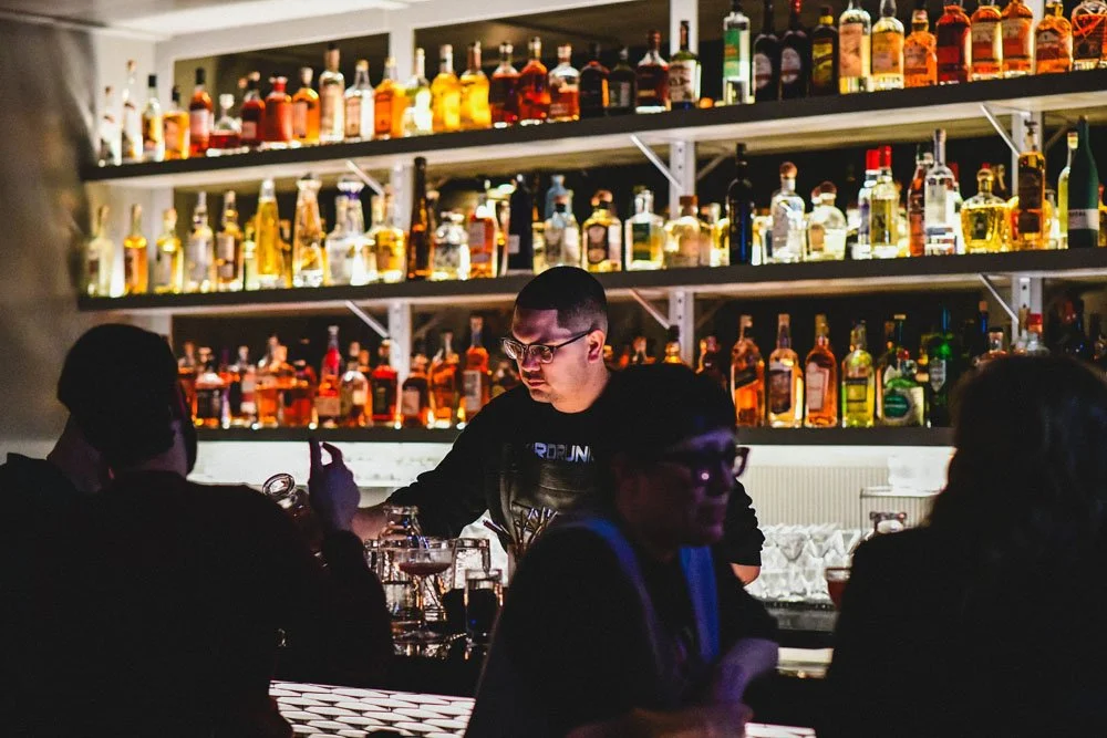 The back bar shelves