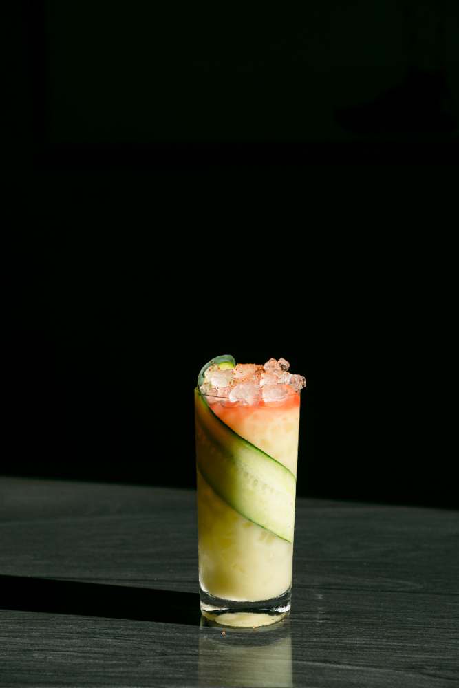 A cucumber-wrapped collins