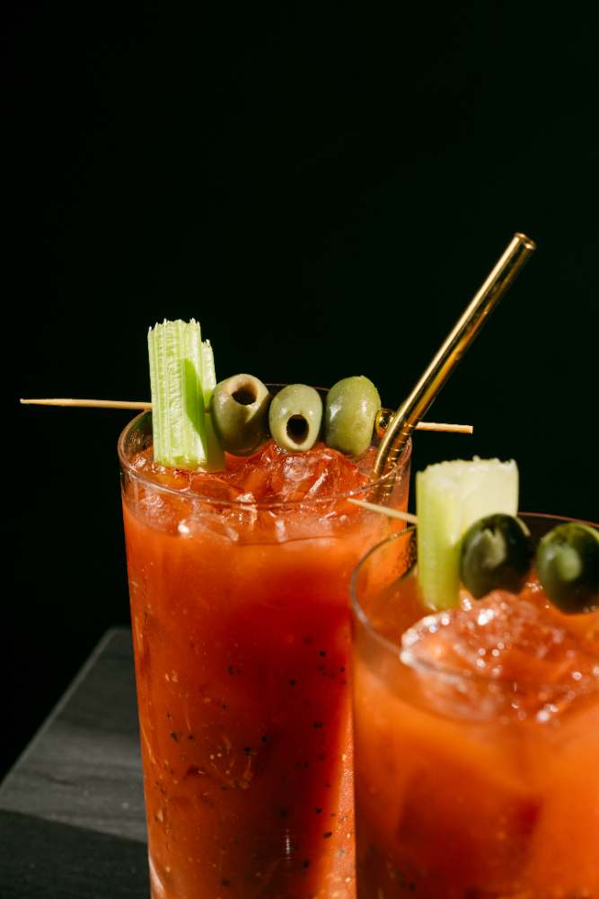 Bloody marys, olives and celery