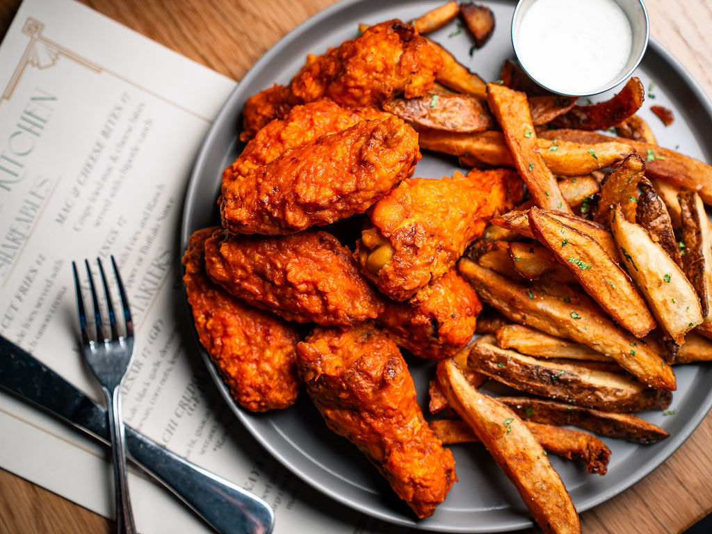 Buffalo wings and house-cut fries