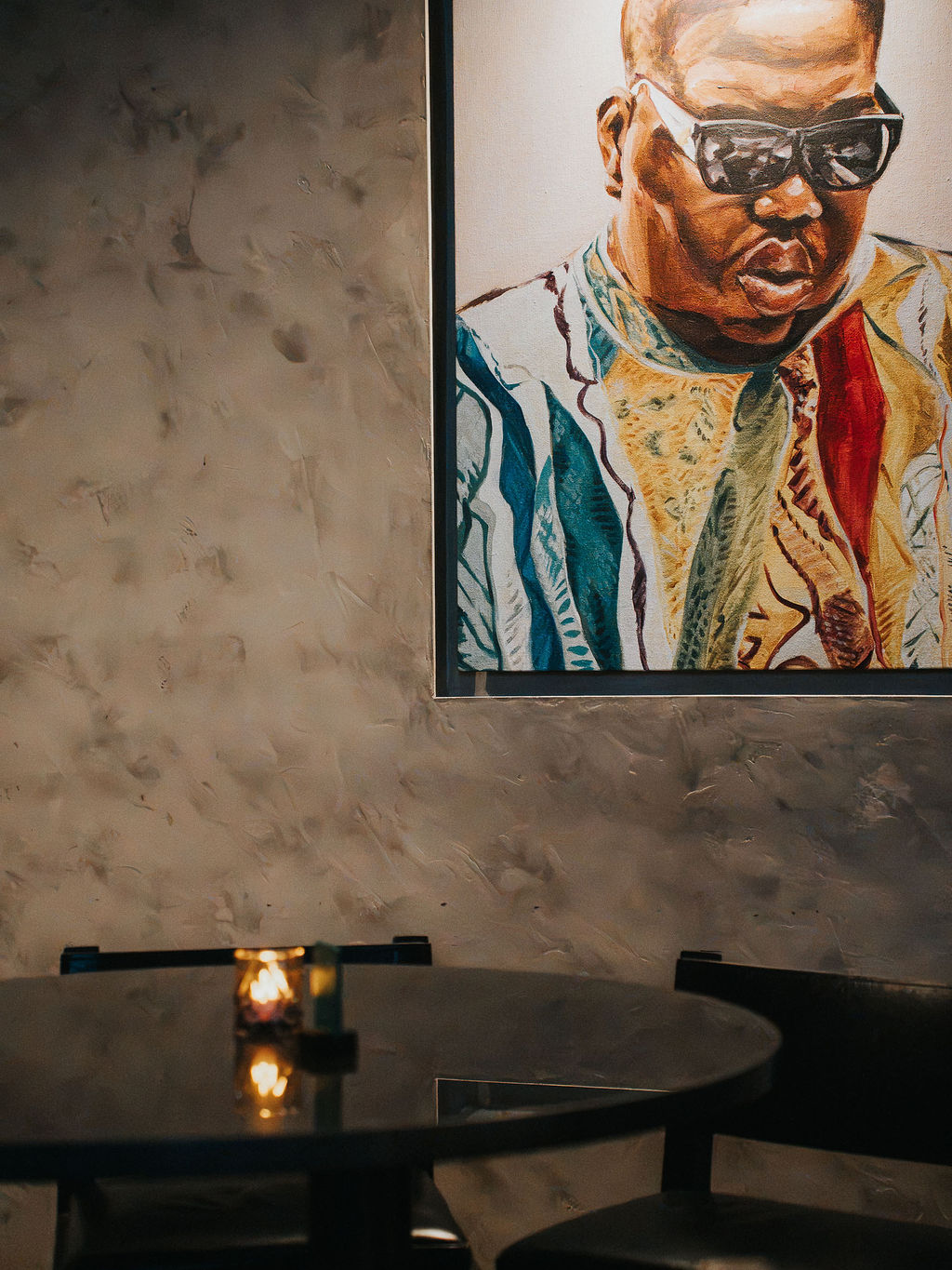 A candlelit table beneath Biggie