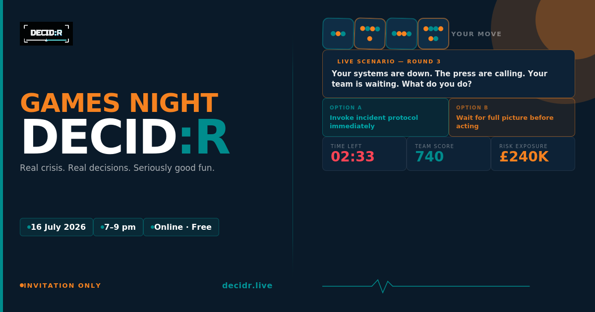 DECID:R Games Night | Free Online Event | 16 July 2026
