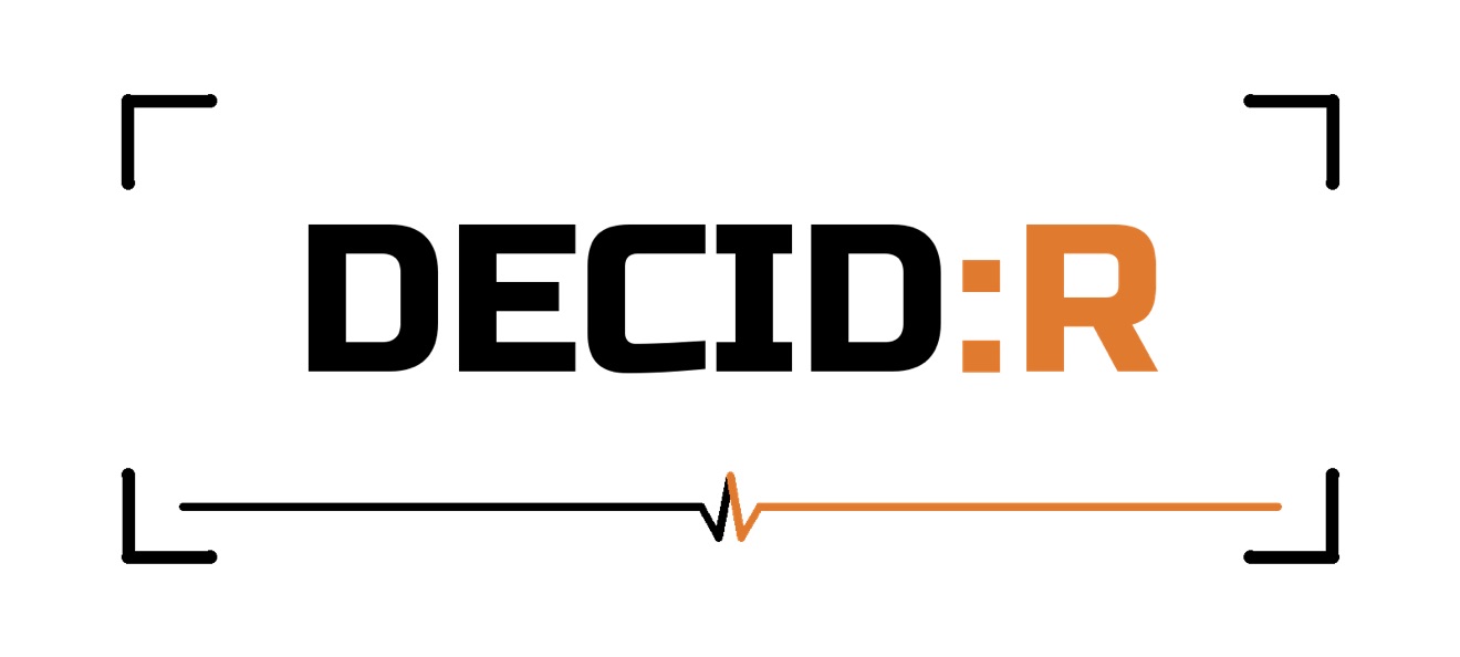 DecidR black and orange logo