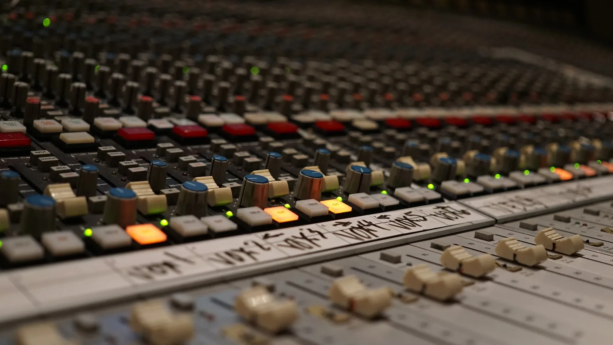 SSL console mixing session at The Grill Studios