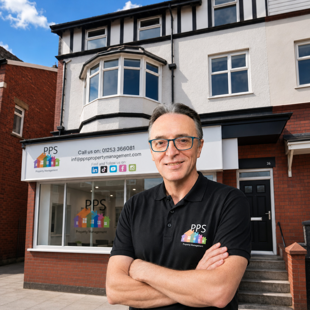 Steve Potter outside the PPS Property Management office in Blackpool