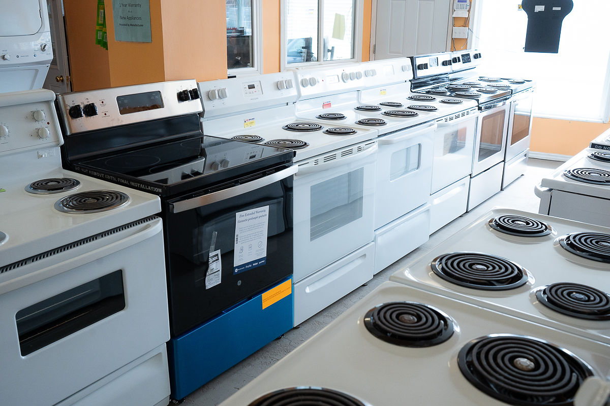 Discounted stoves and ranges on the Al's Appliance showroom floor in Kitchener