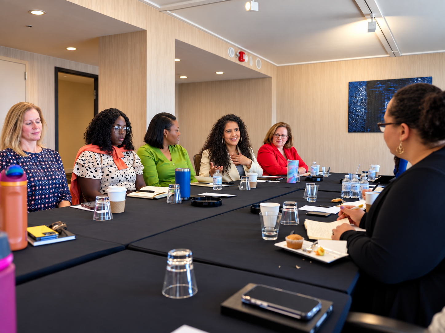 Patricia Sanchez in a coaching conversation with a K-12 school leader