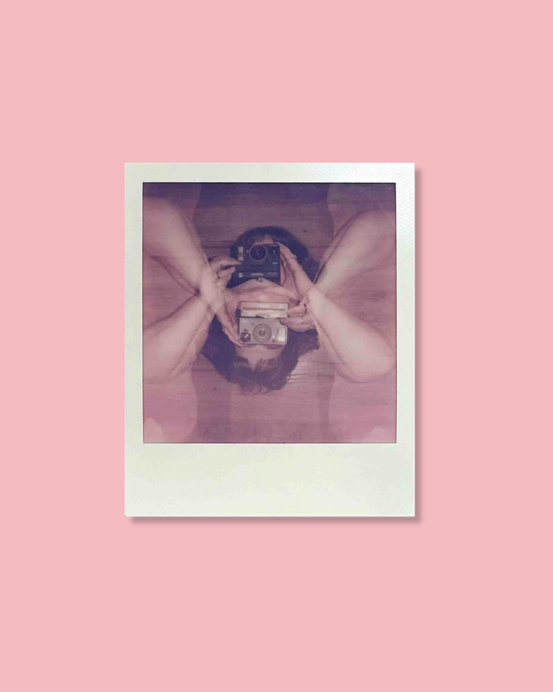 double exposure polaroid selfie of meghan banting