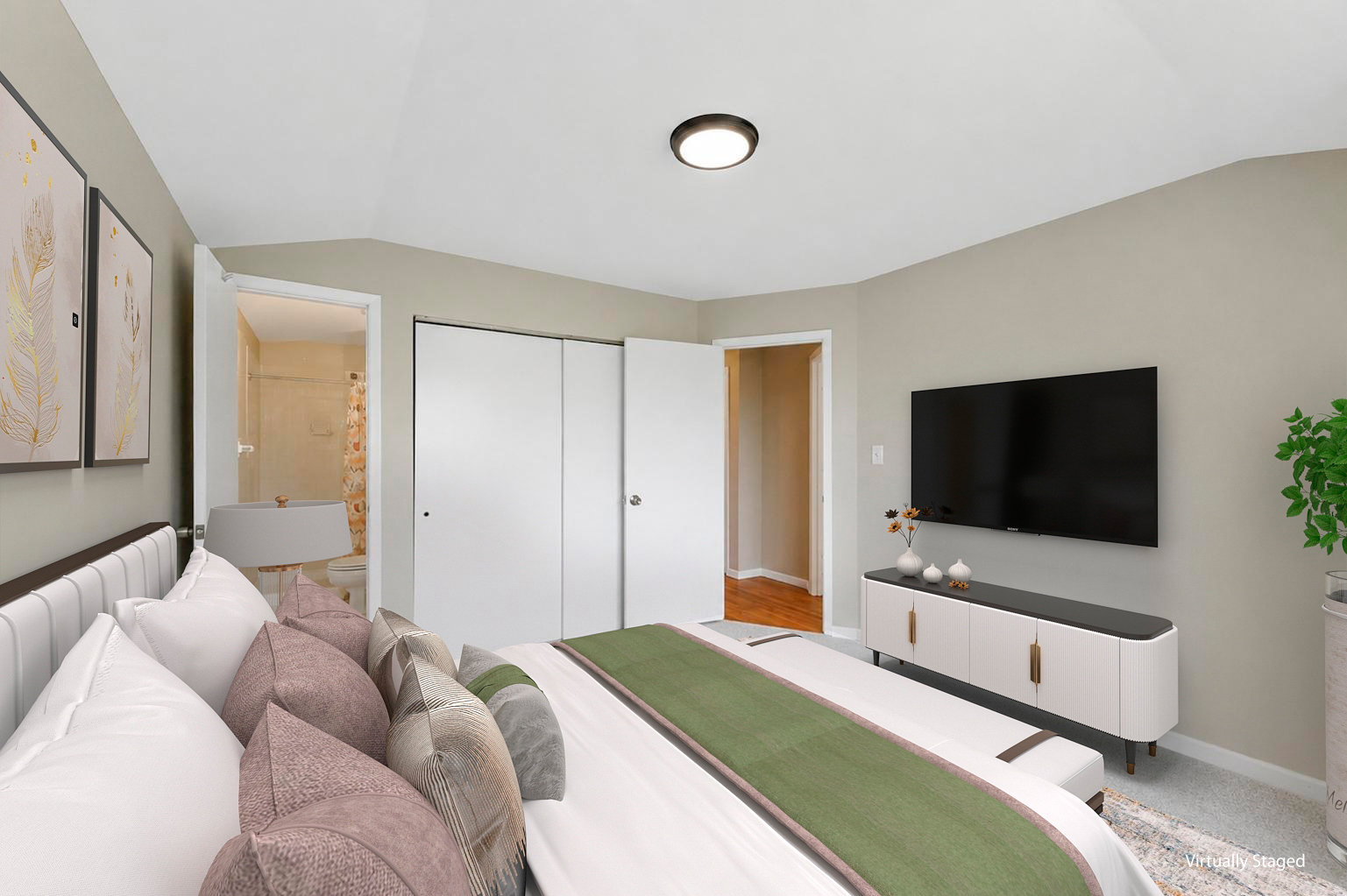 Virtually staged primary suite