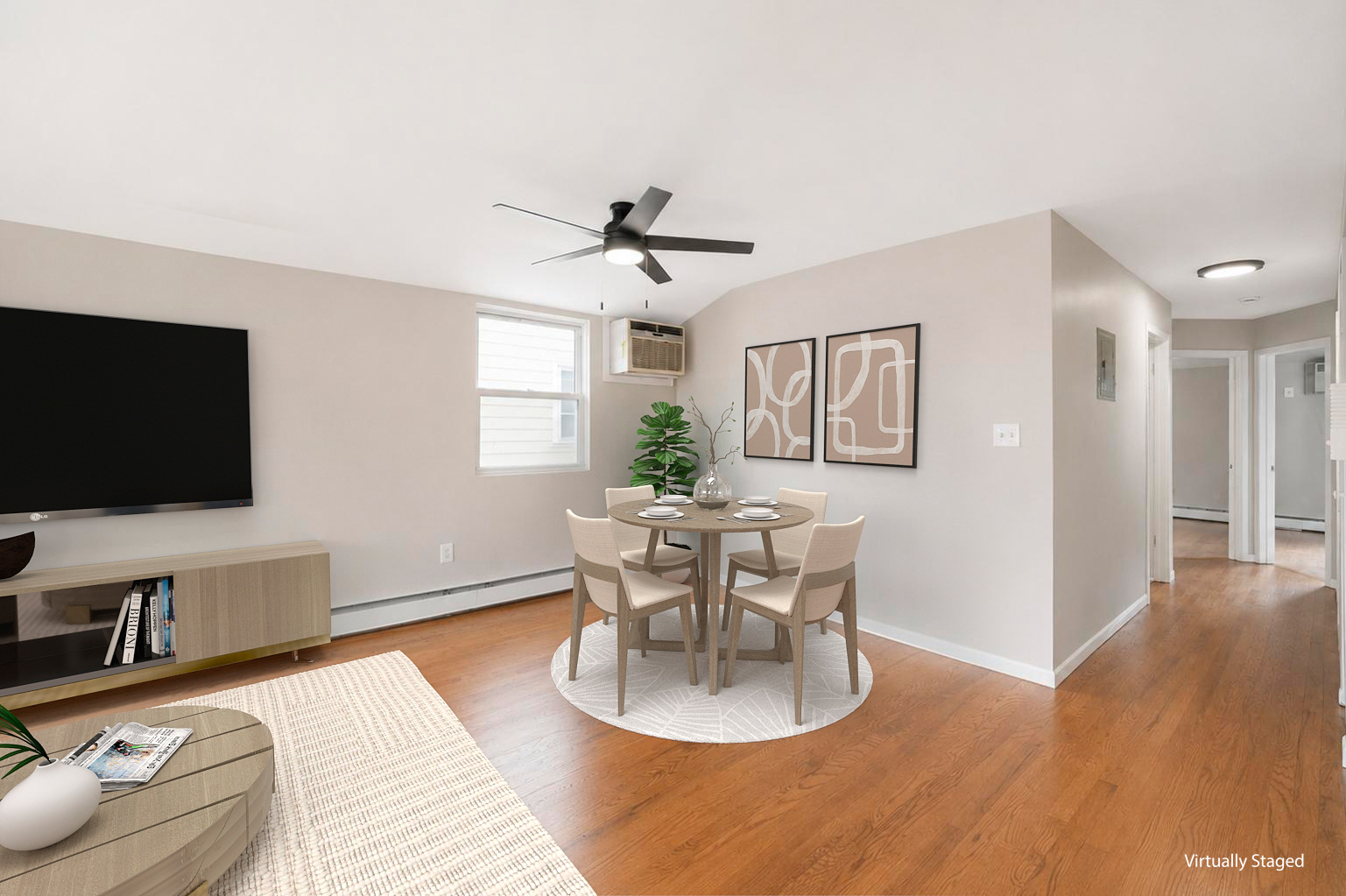 Virtually staged dining area