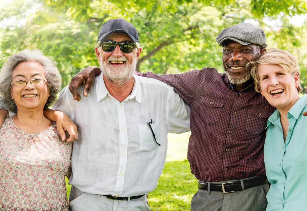 friends smiling at the park