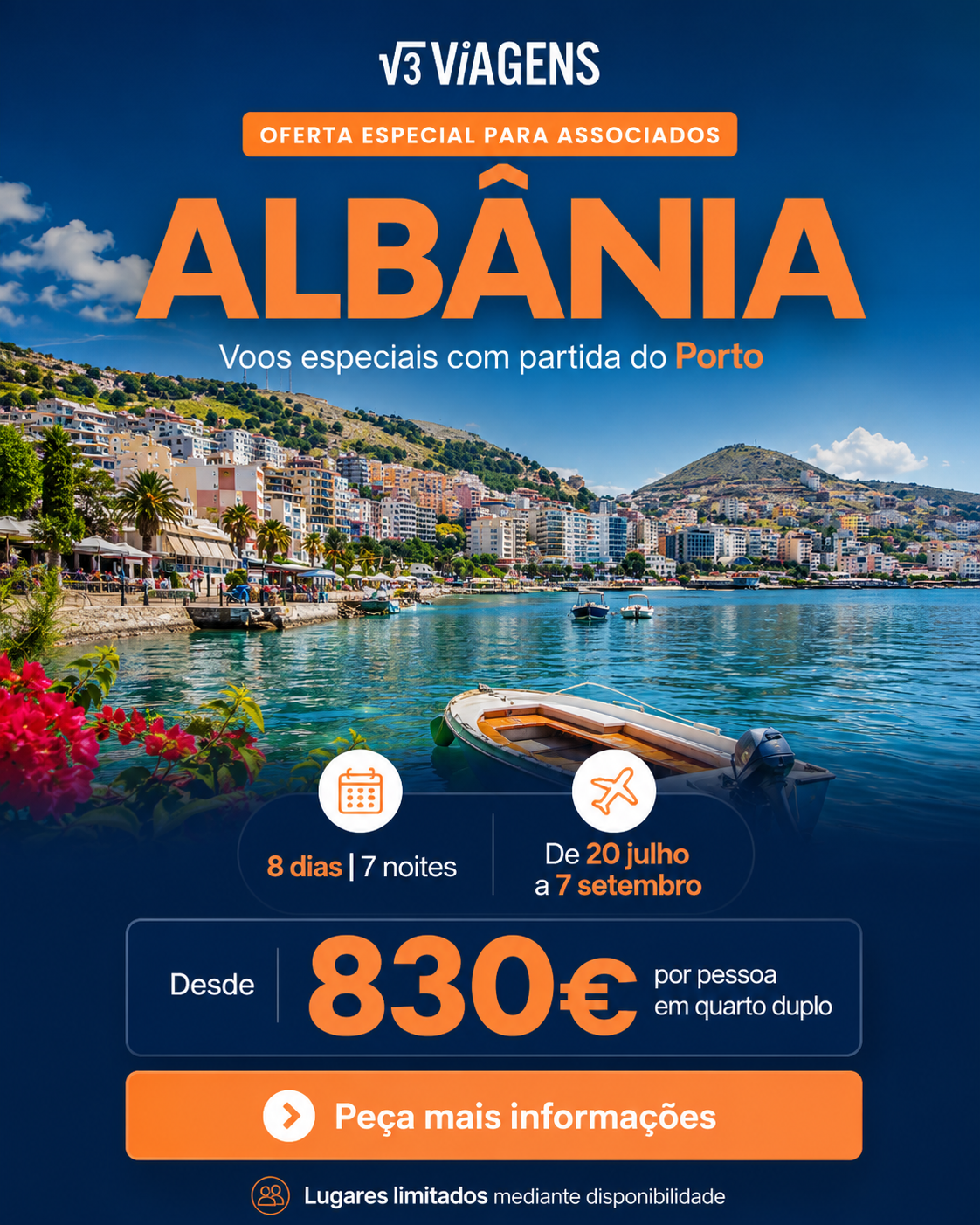 Oferta especial de férias na Albânia da V3 Viagens para associados ANPME