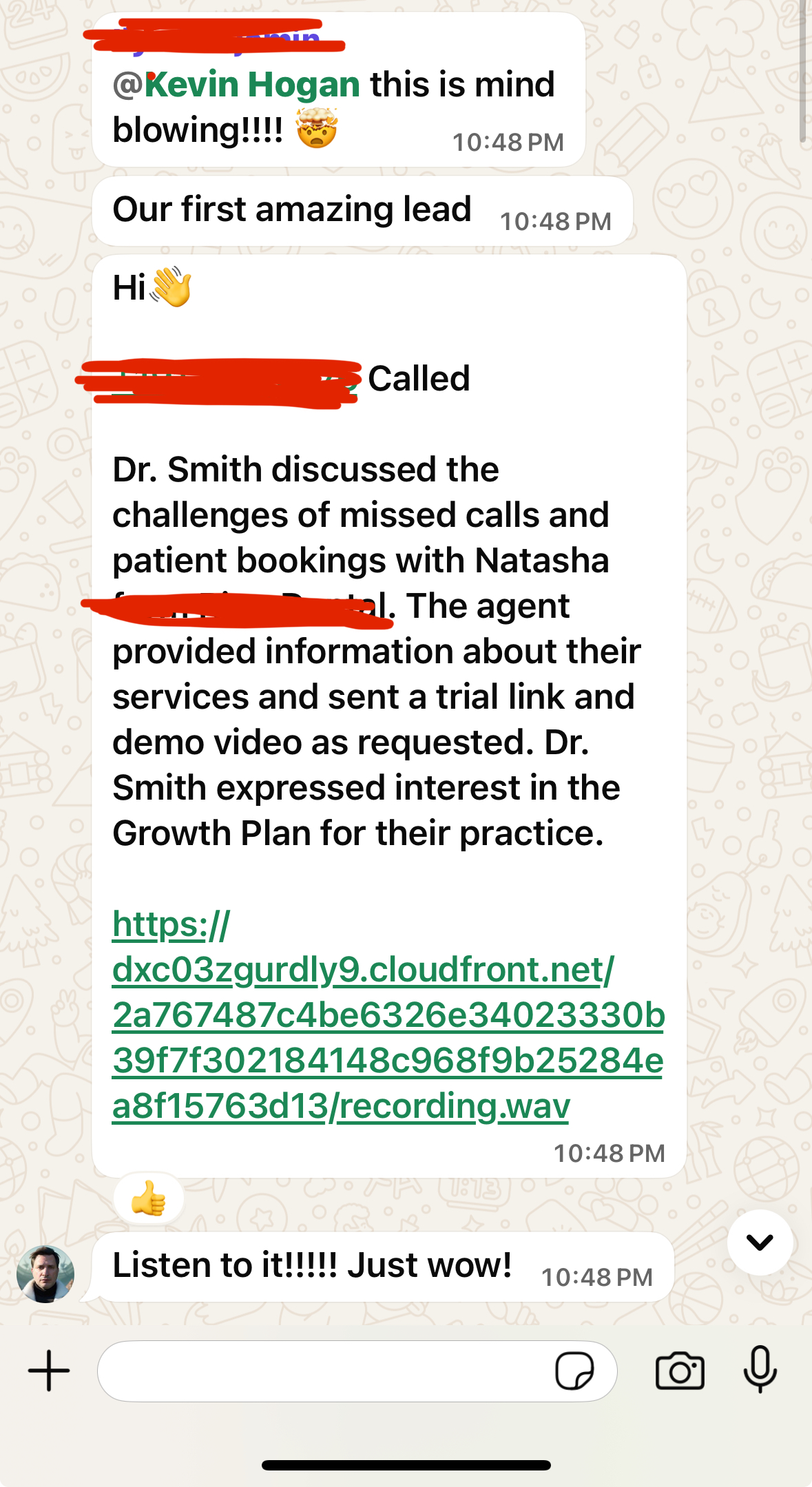 Client reaction to an AI-booked call