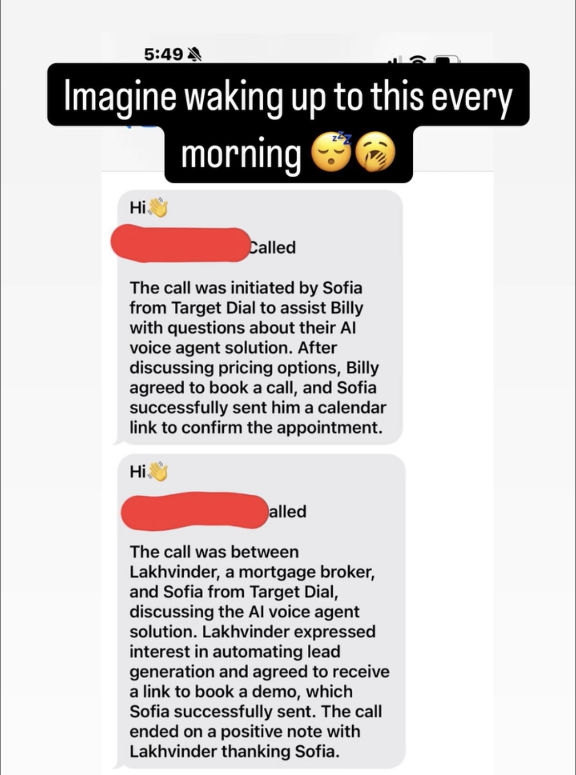 Overnight AI call summaries with booked appointments