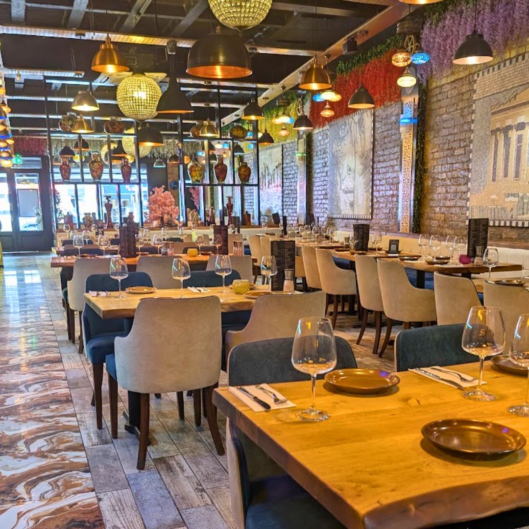 Stylish restaurant lounge seating