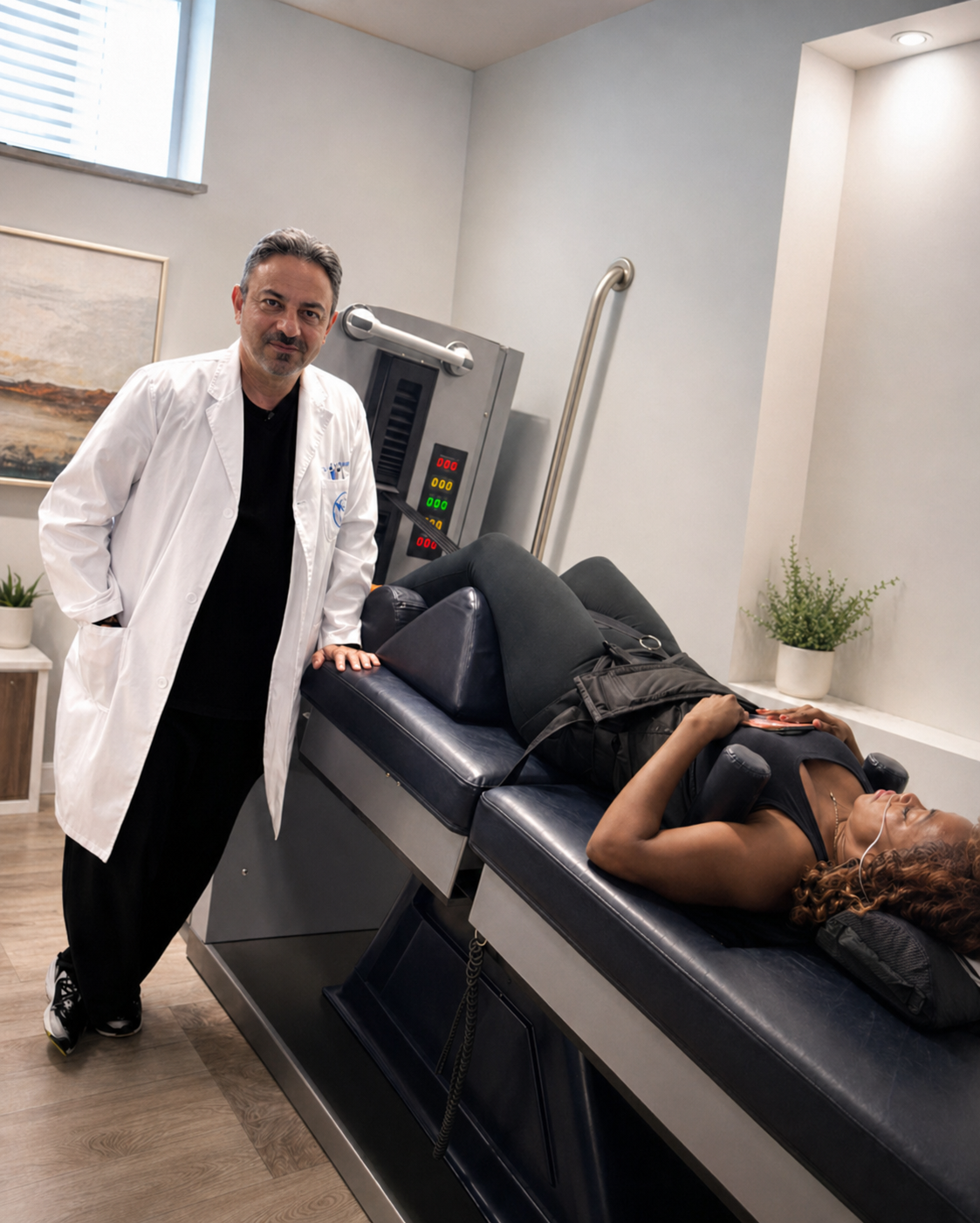Dr. David Nahali realizando terapia de descompresión espinal en Orlando